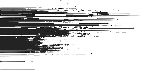 Fototapeta premium Glitch lines abstract sketch, hand drawn digital error distortion on white background. Vector illustration