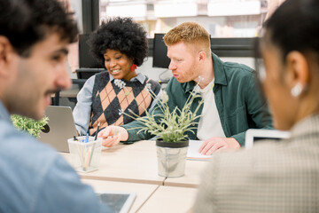Diverse business team collaborating during an office meeting