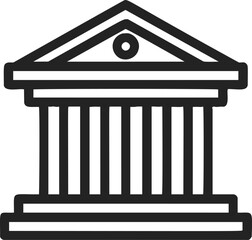 Naklejka premium Bank building sketch, hand drawn vector, classic facade with columns and pediment. Vector illustration