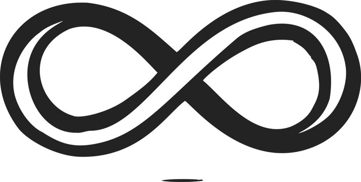 Infinity symbol sketch, hand drawn style, bold black lemniscate shape on white background. Vector illustration