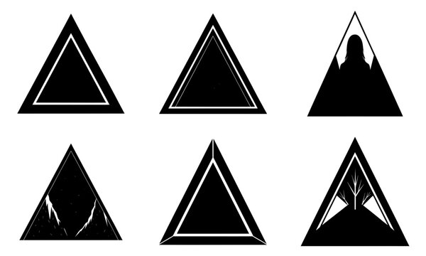 Modern minimalist triangle shapes collection, conveying strength and stability in various designs. Perfect for logo design, branding, or abstract concepts