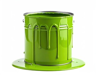 Bright green paint can with dripping paint