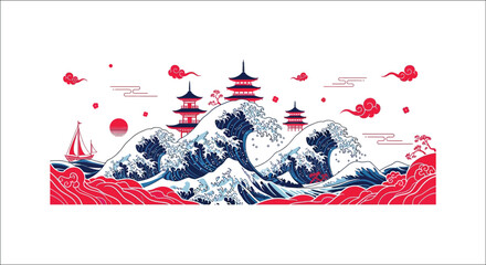 Modern flat icon set with geometric shapes and vibrant colors