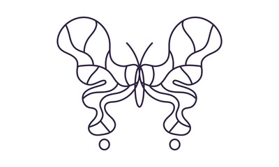 Abstract Geometric Butterfly Icon in y2k style. Modern Insect Symbol for Nature and Beauty Design. Vector Illustration.