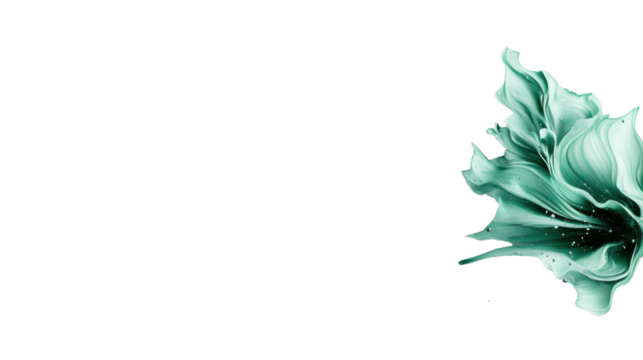 Abstract Green Floral Splash on Transparent Background