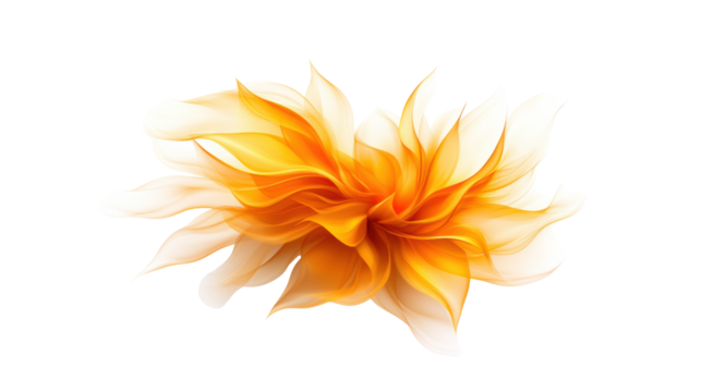 Abstract Floral Painting with Orange Petals on Transparent Background - Powered by Adobe