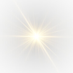 Fototapeta premium Radiant star flash with glowing sparkle and golden flare.