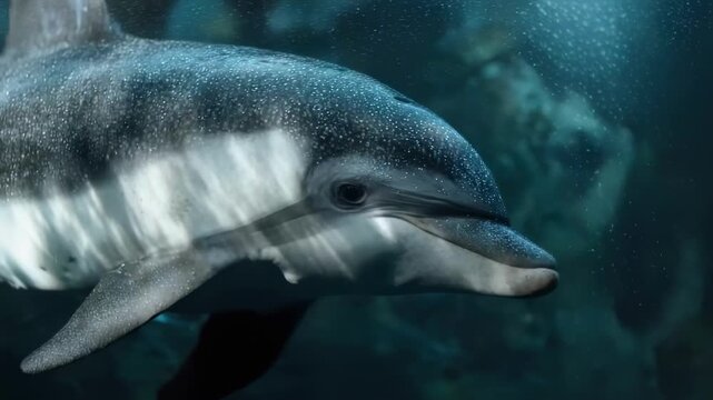 Bottlenose dolphin swimming underwater.