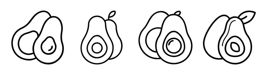 Hand drawn avocado vector illustration, healthy food sketch, vegan diet, outline avocado art design