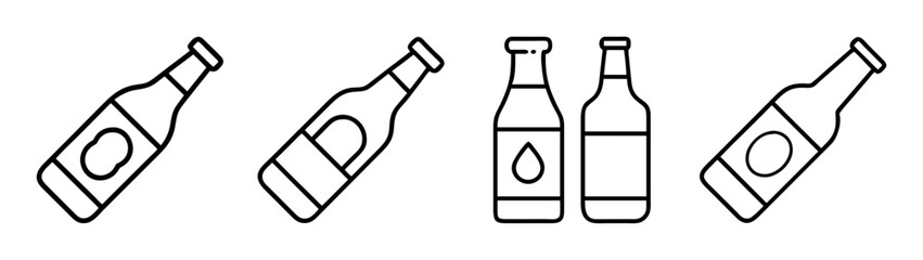 Outline drawing of beer bottles alcohol drink beverage glass container vector illustration design