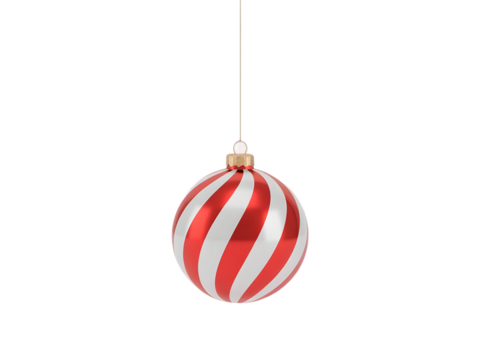 Red and white Christmas balls PNG isolated on transparent background
