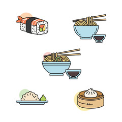 Delicious Asian Cuisine Sushi, Noodles, Dumplings, and Dim Sum - A Culinary Delight