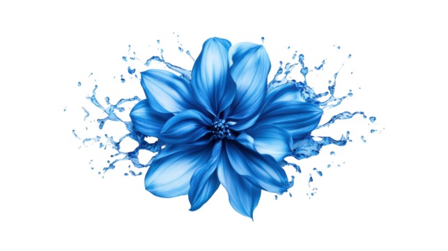 Blue Floral Splash on Transparent Background - Powered by Adobe