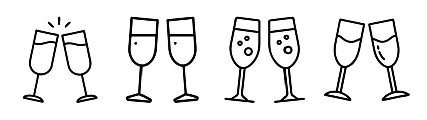 Champagne glasses cheers celebration vector illustration for party event and holiday season design needs