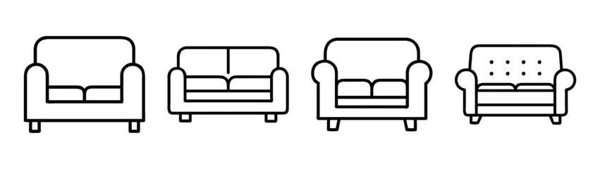 Outline furniture sofa armchair couch set vector illustration home interior design seating ideas