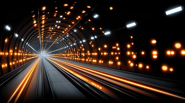 Illuminated Road Tunnel: A captivating perspective showcasing the architectural marvel of a modern road tunnel, enhanced by the dynamic play of light and shadow.