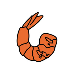 Simple cartoon illustration of a cooked shrimp tail isolated on a white background