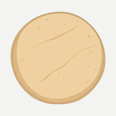 Hand-drawn style illustration of a single flatbread tortilla isolated on white