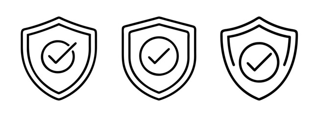 Find security shield check mark icon vector design for protection and safety illustration concept © IsratJahan