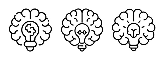 Brainstorming idea generation concept with lightbulb and brain vector illustration design
