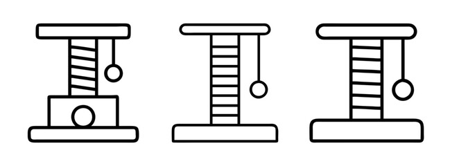 Cat tree scratching post collection vector illustration for pet furniture and activity center design