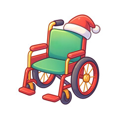 Wheelchair patient wearing a Christmas hat