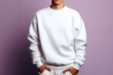 Mock up of a model wearing a sweatshirt