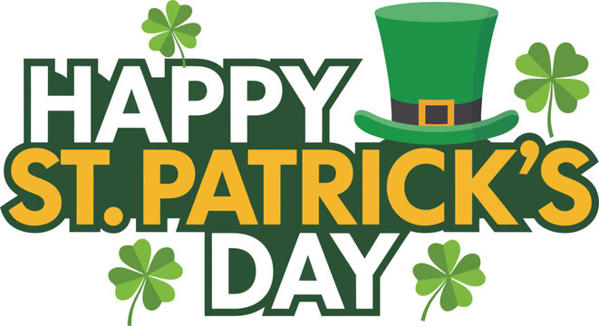 Happy St. Patrick's Day Flat Vector Illustration .
