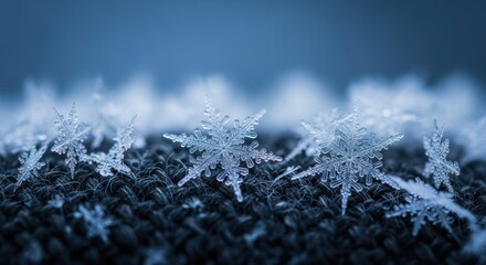 Snowflake macro closeup on fabric