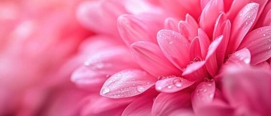 Vibrant Pink Flower Petals with Sparkling Water Drops