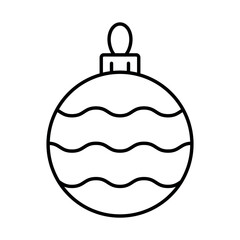 An illustration of a black Christmas tree ball icon on a white background