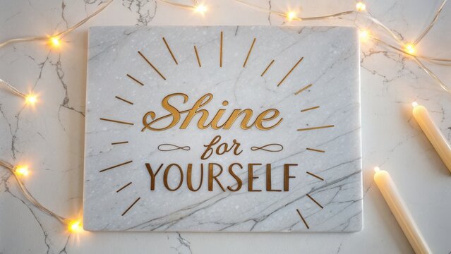 Inspirational marble artwork displaying the message Shine for Yourself
