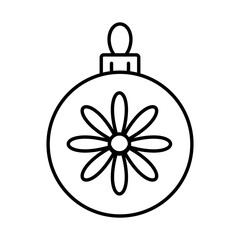 Fototapeta premium An illustration of a black Christmas tree ball icon on a white background