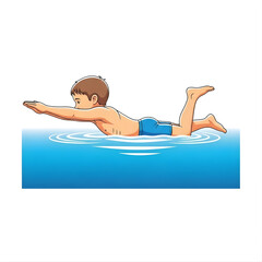 kid is swimming vector icon