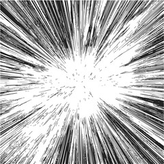 Naklejka premium Speed lines sketch hand drawn comic burst radial action background. Vector illustration