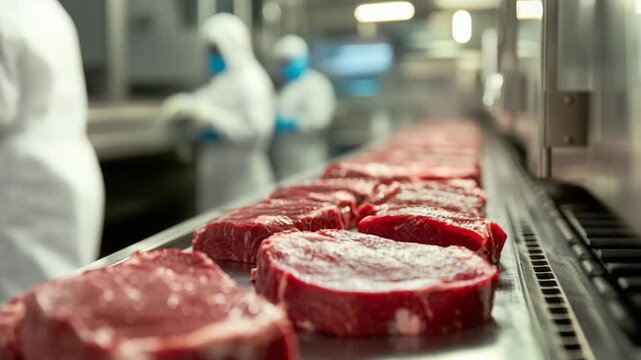 Fresh Meat Manufacturing in Modern Food Plant