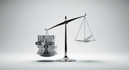 Symbolic scale heavily tipped toward bills showing economic burden