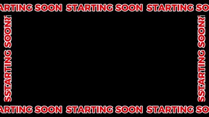 Seamlessly looping typography frame of multiple message "STARTING SOON" on black backdrop. This animated overlay can be used in Screen Blending Mode to remove black background. - Powered by Adobe