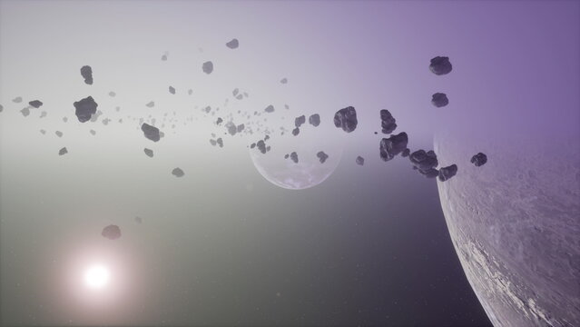 a large cluster of asteroids near an unknown planet