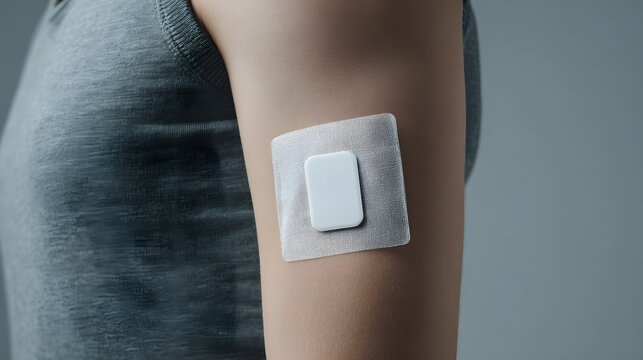 high tech glucose monitoring patch minimal interface smooth medical texture