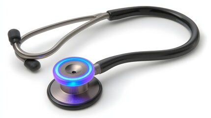 premium digital stethoscope with illuminated ring and clean metallic finish
