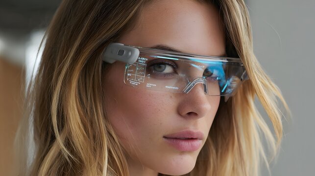 medical smart glasses projecting data overlays crisp high tech design