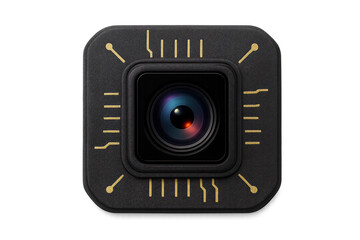 Digital camera lens integrated into microchip technology