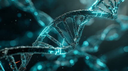 DNA double nanoscale technology helix, Futuristic biotechnology concept, Advanced DNA molecular