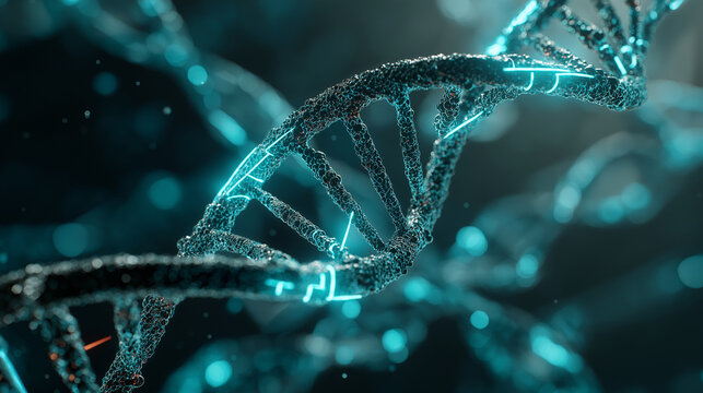 DNA double nanoscale technology helix, Futuristic biotechnology concept, Advanced DNA molecular