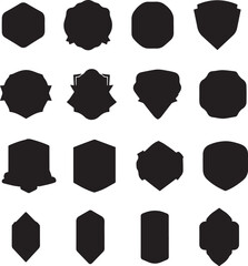 Collection of blank badge shapes design elements vintage vector graphic resources.