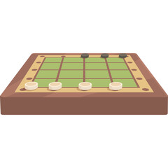 Board Game With Checkers Pieces On Transparent Background Representing Strategy And Competition In A Two Player Game With Green And Brown Colors