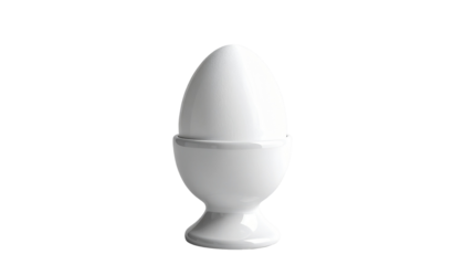 White Ceramic egg holder creating kitchen aesthetic on transparent background