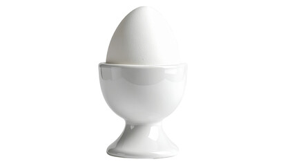 White Ceramic egg holder creating kitchen aesthetic on transparent background