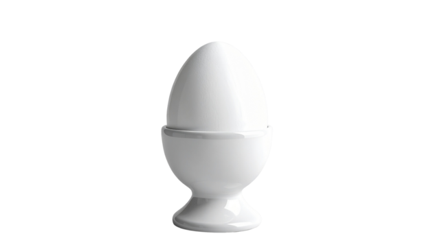 White Ceramic egg holder creating kitchen aesthetic on transparent background